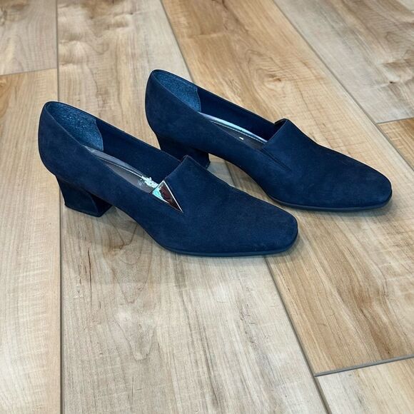 Naturalizer Womens Black Suede Block Heel Shoes Size 7 1/2 N - Picture 2 of 13